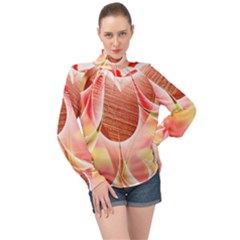 Background Floral Pattern Structure High Neck Long Sleeve Chiffon Top