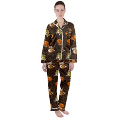 Ground Type Satin Long Sleeve Pyjamas Set by Mezalola