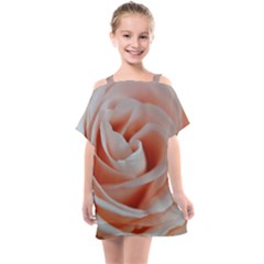 Soft Pink Rose Close Up Kids  One Piece Chiffon Dress