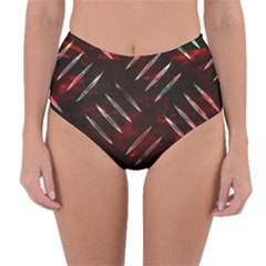 Background Red Metal Reversible High-waist Bikini Bottoms