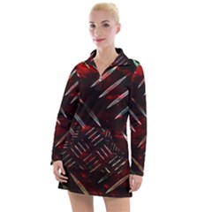 Background Red Metal Women s Long Sleeve Casual Dress by HermanTelo