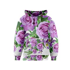 Flowers Roses Aquilegias Ferns Kids  Pullover Hoodie by Pakrebo