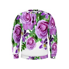 Flowers Roses Aquilegias Ferns Kids  Sweatshirt by Pakrebo