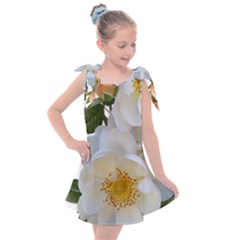 Roses Stamens Pollen Buds White Kids  Tie Up Tunic Dress by Pakrebo