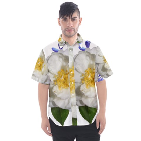 Flowers Camellia Bluebells Fragrant Men s Short Sleeve Shirt by Pakrebo