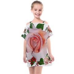 Roses Flowers Berries Arrangement Kids  One Piece Chiffon Dress by Pakrebo