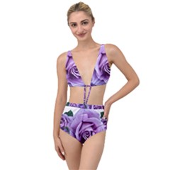 Roses Violets Flowers Arrangement Tied Up Two Piece Swimsuit by Pakrebo