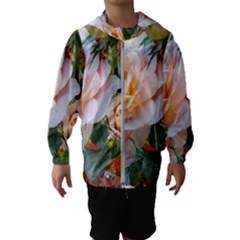 Autumn Leaves Roses Flowers Garden Kids  Hooded Windbreaker by Pakrebo