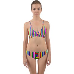 Rainbow Geometric Spectrum Wrap Around Bikini Set