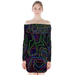 Neon Waves                                 Long Sleeve Off Shoulder Dress by LalyLauraFLM