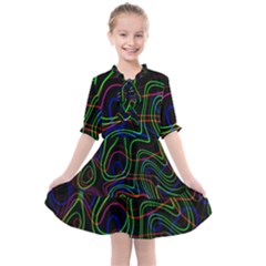 Neon Waves                               Kids  All Frills Chiffon Dress by LalyLauraFLM