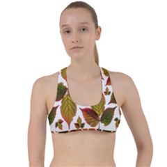 Leaves Autumn Fall Colorful Criss Cross Racerback Sports Bra by Simbadda