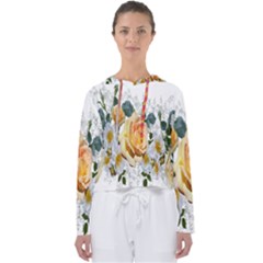 Flowers Roses White Yellow Women s Slouchy Sweat by Simbadda