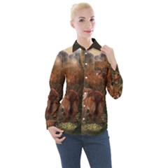 Awesome Wolf In The Darkness Of The Night Women s Long Sleeve Pocket Shirt