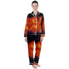 Solar System Planet Planetary System Satin Long Sleeve Pyjamas Set by Sudhe