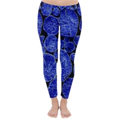 Neon Abstract Cobalt Blue Wood Classic Winter Leggings by Bajindul