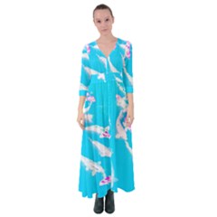 Koi Carp Scape Button Up Maxi Dress