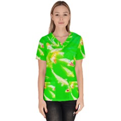 Koi Carp Scape Women s V-neck Scrub Top by essentialimage