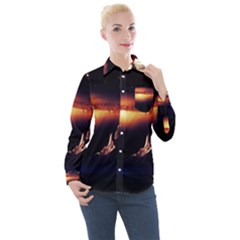 Space Star Galaxies Universe Women s Long Sleeve Pocket Shirt