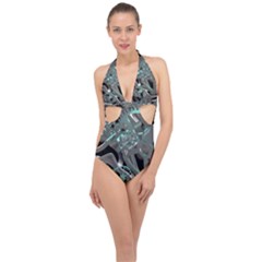 Gears Machine Machines Halter Front Plunge Swimsuit by Bajindul