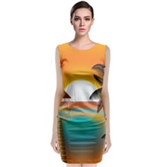 Sunset Beach Beach Palm Ocean Classic Sleeveless Midi Dress by Simbadda