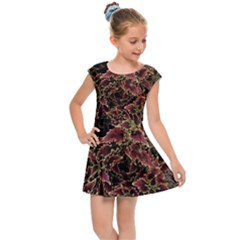 Plant Colorful Red Garden Leaves Kids  Cap Sleeve Dress by Simbadda