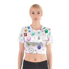 Shapes Stars Moon Sun Pattern Cotton Crop Top by Simbadda