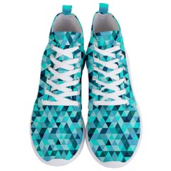 Teal Triangles Pattern Men s Lightweight High Top Sneakers by LoolyElzayat