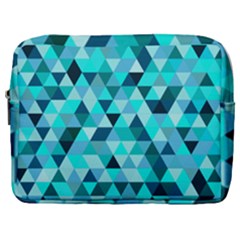 Teal Triangles Pattern Make Up Pouch (large)