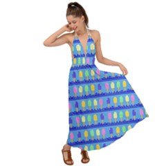 Ice Cream Bar Pattern Backless Maxi Beach Dress by bloomingvinedesign