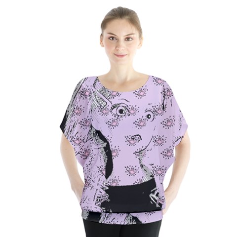 Wide Eyed Girl Lilac Batwing Chiffon Blouse by snowwhitegirl