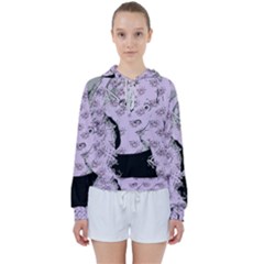 Wide Eyed Girl Lilac Women s Tie Up Sweat by snowwhitegirl