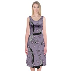 Wide Eyed Girl Grey Lilac Midi Sleeveless Dress by snowwhitegirl