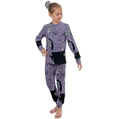 Wide Eyed Girl Grey Lilac Kids  Long Sleeve Set  by snowwhitegirl