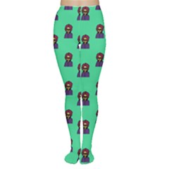 Nerdy 60s  Girl Pattern Seafoam Green Tights by snowwhitegirl