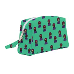 Nerdy 60s  Girl Pattern Seafoam Green Wristlet Pouch Bag (medium) by snowwhitegirl