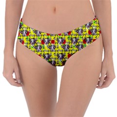 Heart Skeleton Face Pattern Yellow Reversible Classic Bikini Bottoms