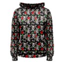 Heart Skeleton Face Pattern Black Women s Pullover Hoodie View1