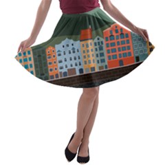 Traveling Travel Tourism Vacation A-line Skater Skirt by Simbadda