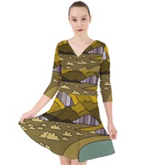 Travel Destination Landscape Nature Quarter Sleeve Front Wrap Dress by Simbadda