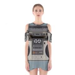 Radio Cassette Speaker Sound Audio Shoulder Cutout One Piece Dress by Simbadda