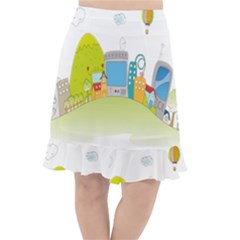 City Village Digital Home Town Fishtail Chiffon Skirt
