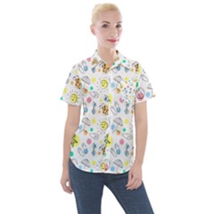 Summer Pattern Design Colorful Women s Short Sleeve Pocket Shirt