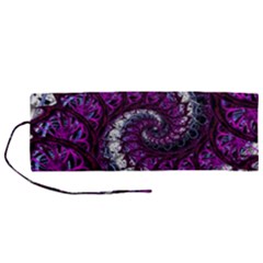 Fractal Background Swirl Art Skull Roll Up Canvas Pencil Holder (m)