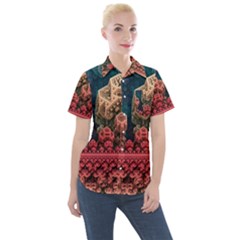 Fractals 3d Graphics Designs Women s Short Sleeve Pocket Shirt