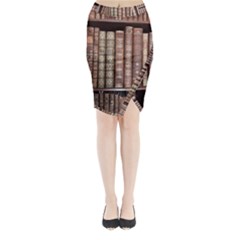 Library Books Knowledge Midi Wrap Pencil Skirt by Simbadda