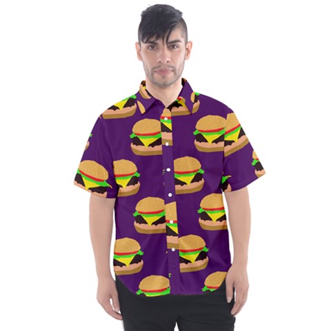 Burger Pattern Men s Short Sleeve Shirt by bloomingvinedesign