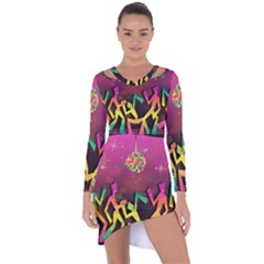 Dancing Colorful Disco Asymmetric Cut-out Shift Dress by Bajindul