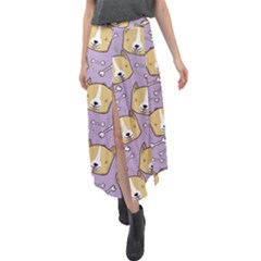 Corgi Pattern Velour Split Maxi Skirt by Sudhe