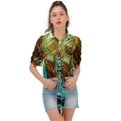 Wood Horsey-1-1 Tie Front Shirt  by bestdesignintheworld